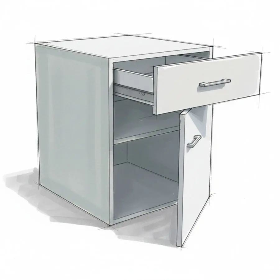 Suspended Cabinet (1 Drawer | 1 Door | 1 Shelf ) 5D1D (Melamine)