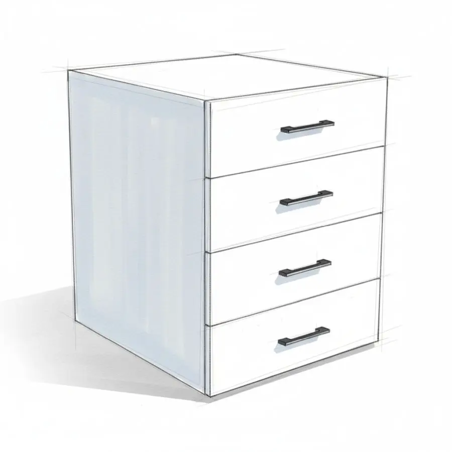 Suspended Cabinet (4 Drawer) 5D4D (Melamine)