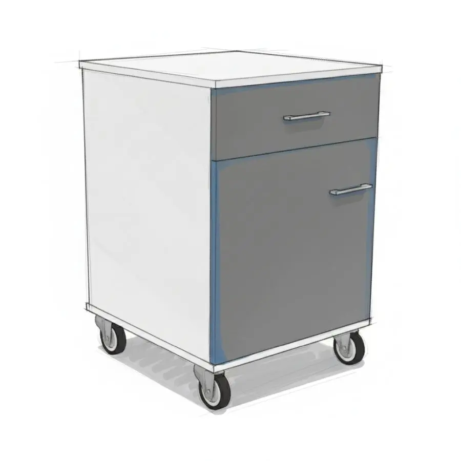 Mobile Cabinet (1 Drawer | 1 Door | 1 Shelf ) 5D1DMK  (Melamine)