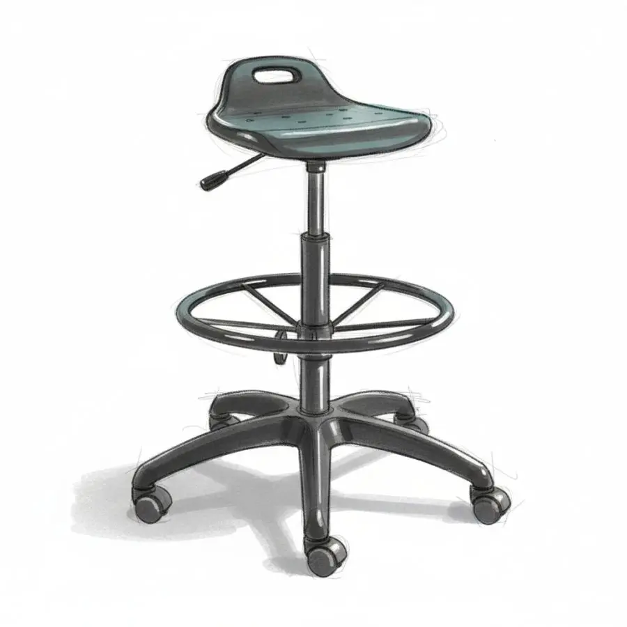 Industrial Draughtsman Chair (Castors)