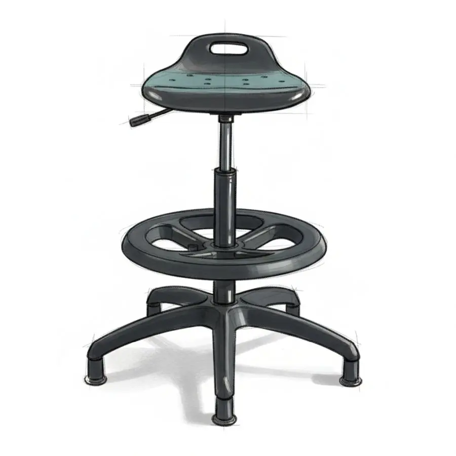 Industrial Draughtsman Chair NF (Castors)