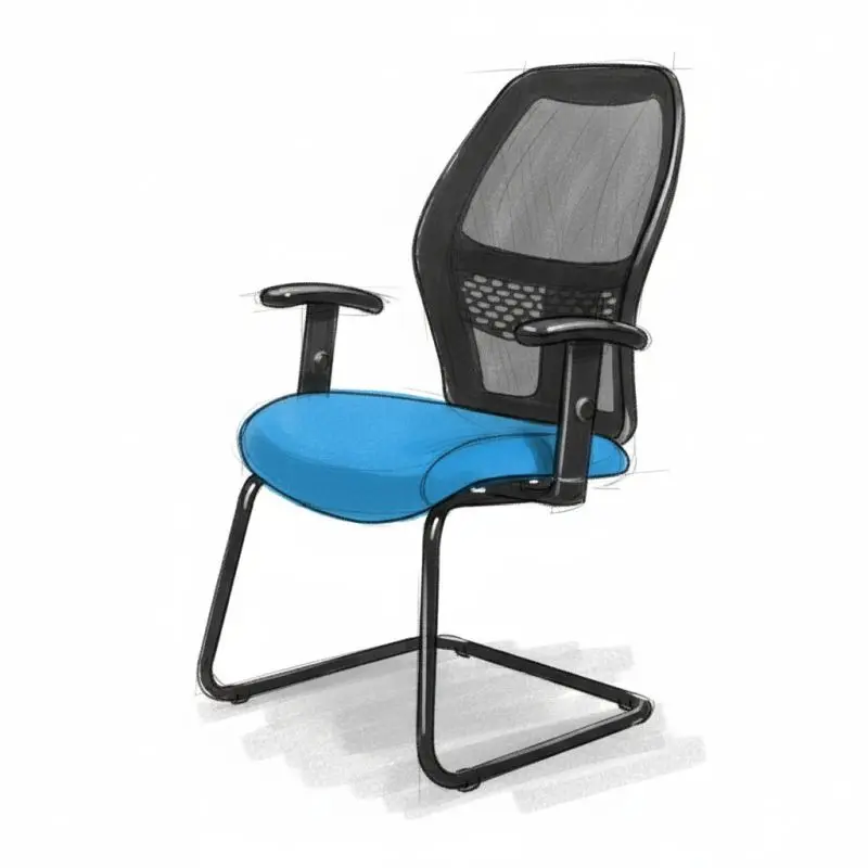 Xenon Netted Mid Back Sleigh Base Side Chair 